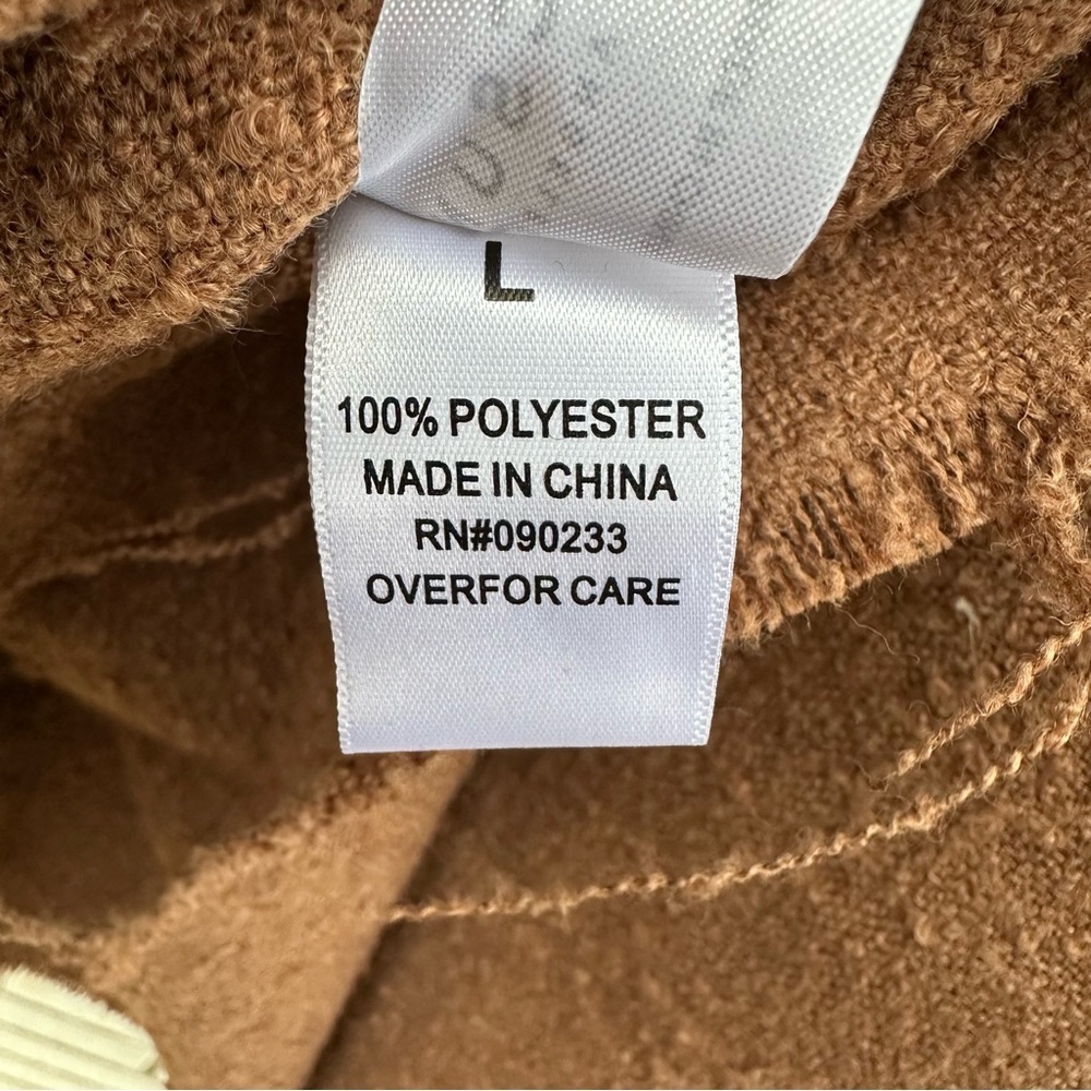 NWT PacSun Brown Oversized Wooly Shacket Textured Button Front Chest Pockets L - Picture 10 of 13